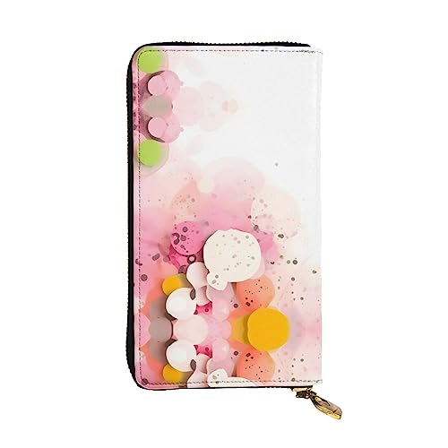 Wzywhj Modische Damen-Clutch-Geldbörse aus Leder mit mehreren Fächern und Reißverschluss, Farbfragment-Papierdruck, Schwarz , Einheitsgröße von Wzywhj