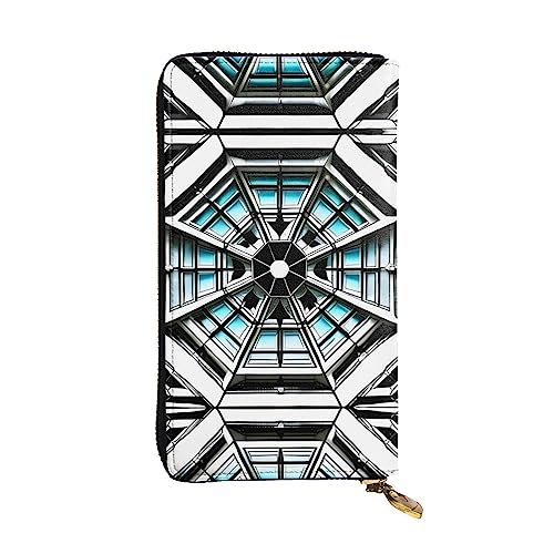 Wzywhj Modische Damen-Clutch-Geldbörse aus Leder mit mehreren Fächern und Reißverschluss, achteckige Drucke, Schwarz , Einheitsgröße von Wzywhj