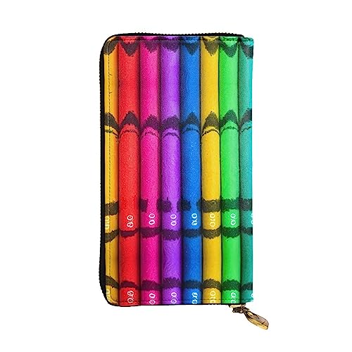 Wzywhj Modische Damen-Clutch-Geldbörse aus Leder mit mehreren Fächern und Reißverschluss, buntes Buntstiftmuster, Schwarz , Einheitsgröße von WZYWHJ