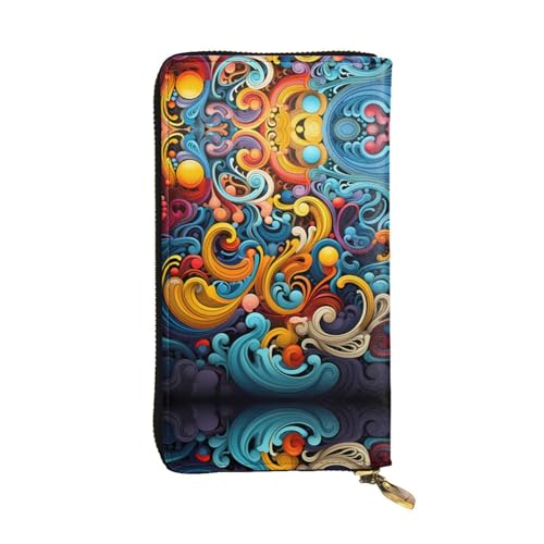 Wzywhj Modische Damen-Clutch-Geldbörse aus Leder mit mehreren Fächern und Reißverschluss, mehrfarbige Streifen, Schwarz , Einheitsgröße von Wzywhj