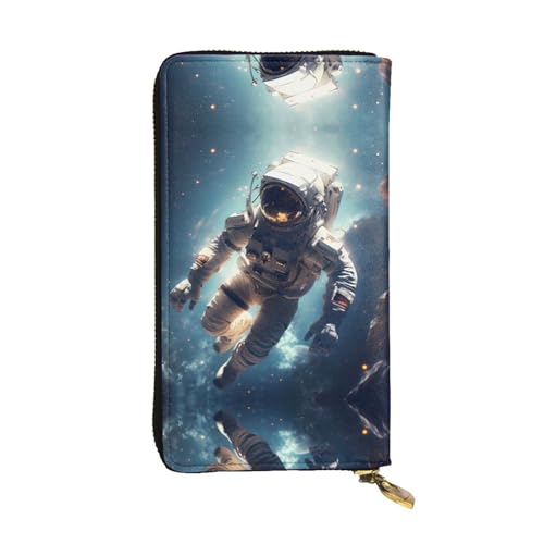 Wzywhj Modische Damen-Clutch-Geldbörse aus Leder mit mehreren Fächern und Reißverschluss-Design, Astronautenmuster, Schwarz , Einheitsgröße von WZYWHJ