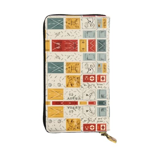 Wzywhj Modische Damen-Clutch-Geldbörse aus Leder mit mehreren Fächern und Reißverschluss-Design, Briefpapierdruck, Schwarz , Einheitsgröße von WZYWHJ