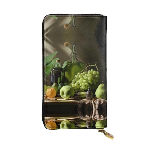 Wzywhj Modische Damen-Clutch-Geldbörse aus Leder mit mehreren Fächern und Reißverschluss-Design, Glasbild, Schwarz , Einheitsgröße von WZYWHJ