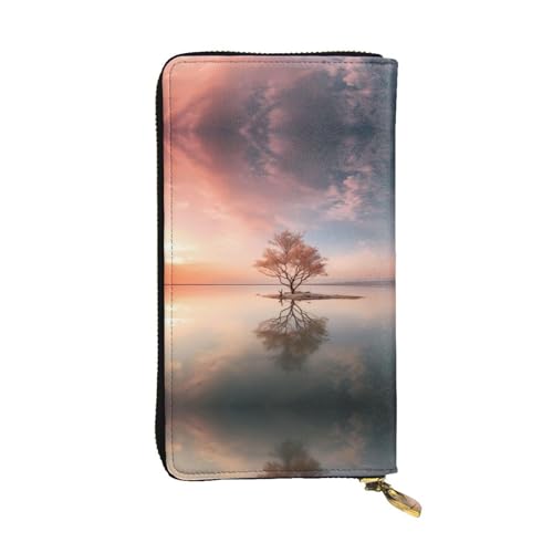 Wzywhj Modische Damen-Clutch-Geldbörse aus Leder mit mehreren Fächern und Reißverschluss-Design, Nachleuchtbild, Schwarz , Einheitsgröße von Wzywhj