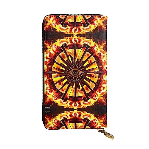 Wzywhj Modische Damen-Clutch-Geldbörse aus Leder mit mehreren Fächern und Reißverschluss-Design, das die Flamme dreht, Schwarz , Einheitsgröße von Wzywhj