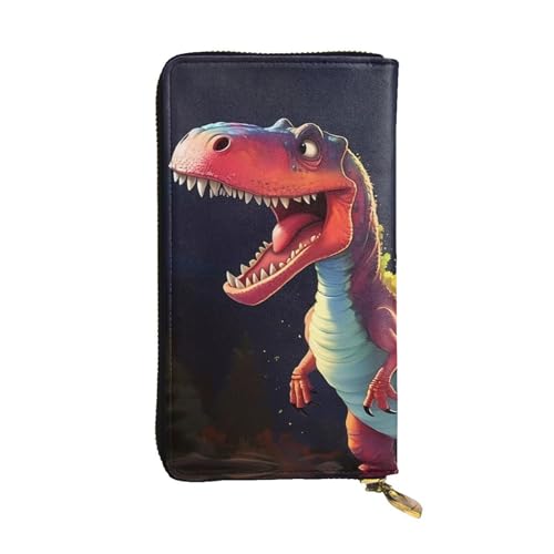 Wzywhj Modische Damen-Clutch-Geldbörse aus Leder mit mehreren Fächern und Reißverschluss-Design, große Mündung mit Dinosaurier-Print, Schwarz , Einheitsgröße von WZYWHJ