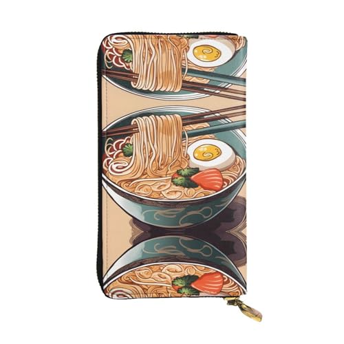 Wzywhj Modische Damen-Clutch-Geldbörse aus Leder mit mehreren Fächern und Reißverschluss-Design, köstliche süße Ramen-Drucke, Schwarz , Einheitsgröße von Wzywhj