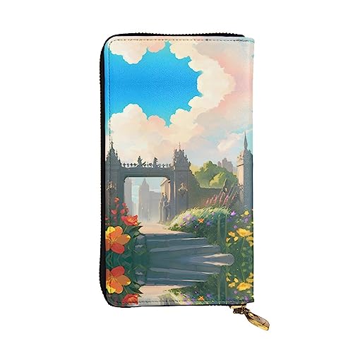 Wzywhj Modische Damen-Clutch-Geldbörse aus Leder mit mehreren Fächern und Reißverschluss-Design außerhalb des Schlosstors, Schwarz , Einheitsgröße von Wzywhj