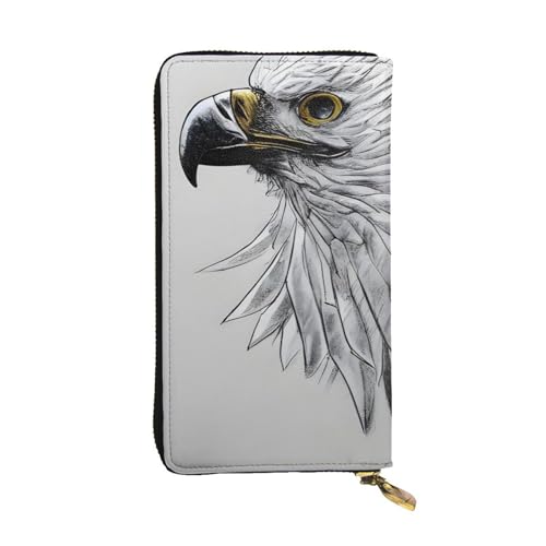 Wzywhj Modische Damen-Clutch-Geldbörse aus Leder mit mehreren Fächern und Reißverschluss-Design mit Adlermuster, Schwarz , Einheitsgröße von Wzywhj