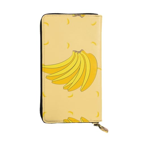 Wzywhj Modische Damen-Geldbörse aus Leder, lang, mit mehreren Fächern und Reißverschluss, Cartoon-Bananen-Muster, Schwarz , Einheitsgröße von WZYWHJ