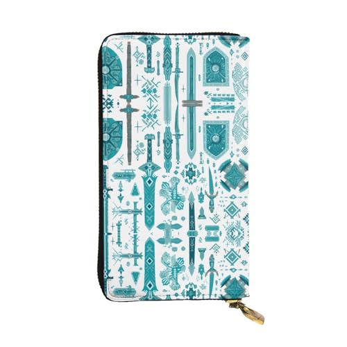 Wzywhj Modische Damen-Geldbörse aus Leder, lang, mit mehreren Fächern und Reißverschluss, Design Helm der Ehrfurcht, Schwarz , Einheitsgröße von WZYWHJ