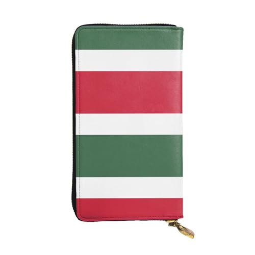 Wzywhj Modische Damen-Geldbörse aus Leder, lang, mit mehreren Fächern und Reißverschluss, Motiv Flagge von Ungarn, Schwarz , Einheitsgröße Wzywhj Modische Damen-Geldbörse aus Leder, lang, mit mehreren Fächern und Reißverschluss, Motiv Flagge von Ungarn, Schwarz , Einheitsgröße von Wzywhj