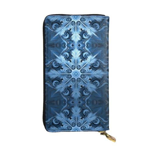 Wzywhj Modische Damen Leder Lange Clutch Geldbörse mit mehreren Fächern und Reißverschluss Design Blau Weihnachten Schneeflocken Muster, Schwarz , Einheitsgröße von Wzywhj