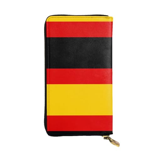 Wzywhj Modische Damen Leder Lange Clutch Geldbörse mit mehreren Fächern und Reißverschluss Design Deutsche Flagge Muster, Schwarz , Einheitsgröße von Wzywhj