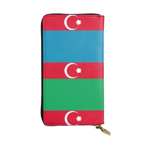 Wzywhj Modische Damen Leder Lange Clutch Geldbörse mit mehreren Fächern und Reißverschluss Design Flagge von Aserbaidschan Bild, Schwarz , Einheitsgröße von WZYWHJ