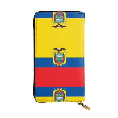 Wzywhj Modische Damen Leder Lange Clutch Geldbörse mit mehreren Fächern und Reißverschluss Design Flagge von Ecuador Muster, Schwarz , Einheitsgröße von Wzywhj