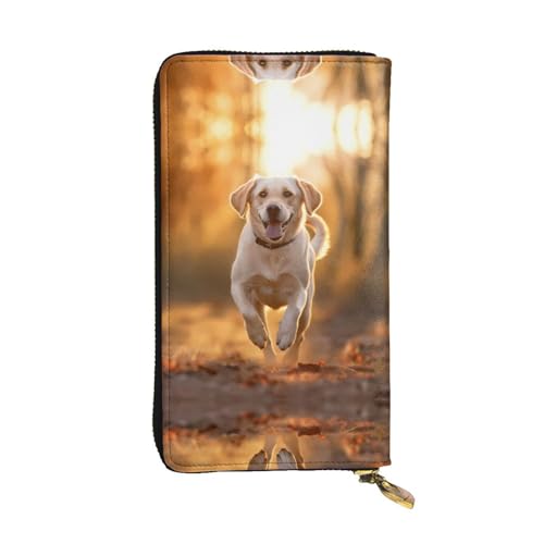 Wzywhj Modische Damen Leder Lange Clutch Geldbörse mit mehreren Fächern und Reißverschluss Design Labrador Bild, Schwarz , Einheitsgröße von WZYWHJ