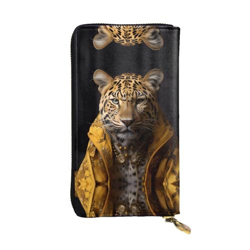 Wzywhj Modische Damen Leder Lange Clutch Geldbörse mit mehreren Fächern und Reißverschluss Design Leopard in einem Lederjacke Bild, Schwarz , Einheitsgröße von WZYWHJ