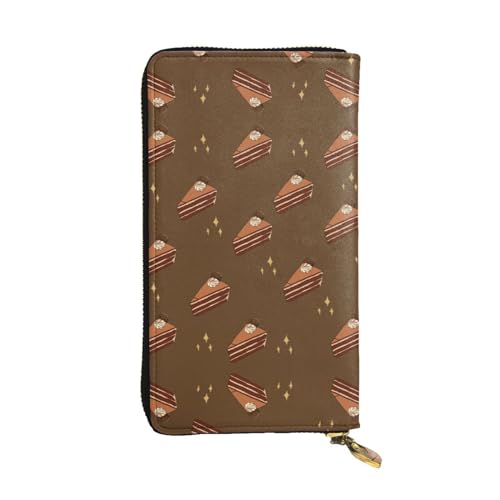 Wzywhj Modische Damen Leder Lange Clutch Geldbörse mit mehreren Fächern und Reißverschluss Design Schokolade Quadrate Kuchen Bild, Schwarz , Einheitsgröße von WZYWHJ