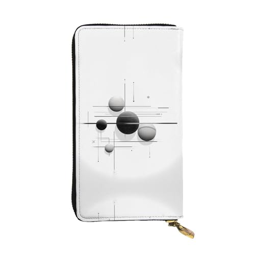 Wzywhj Modische Damen Leder Lange Clutch Geldbörse mit mehreren Fächern und Reißverschluss Design Schwarz und Weiß Planet Bild, Schwarz , Einheitsgröße von WZYWHJ