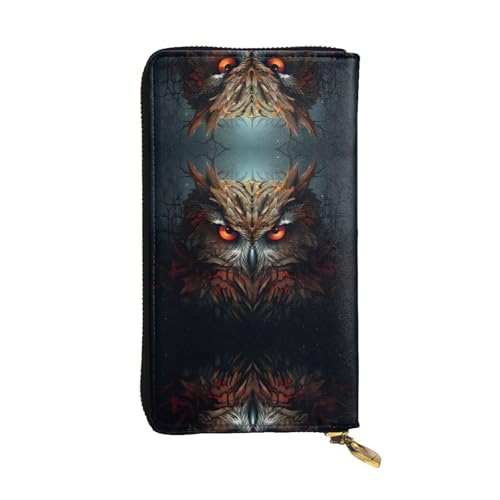 Wzywhj Modische Damen Leder Lange Clutch Geldbörse mit mehreren Fächern und Reißverschluss Design Twin Peaks Eule Muster, Schwarz , Einheitsgröße von Wzywhj