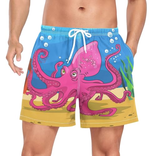 Cartoon Baby Rosa Krake Herren Badeshorts Badehose Männer Boardshorts mit Mesh-Futter für Sporthose Schwimmhose von Wzzzsun