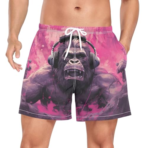 Coole Musik Gorilla Dream Herren Badeshorts Badehose Männer Boardshorts mit Mesh-Futter für Sporthose Schwimmhose von Wzzzsun