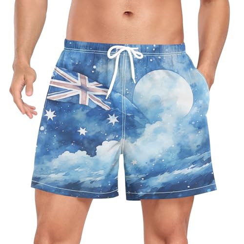 Wzzzsun Australien Flaggen Aquarellillustration Herren Badeshorts Badehose Männer Boardshorts mit Mesh-Futter für Sporthose Schwimmhose von Wzzzsun