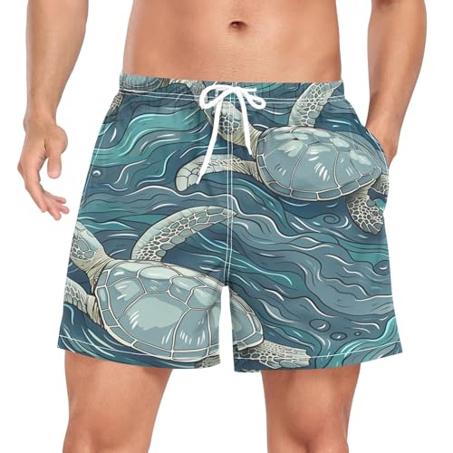 Wzzzsun Meeresschildkröte Schildkröte Herren Badeshorts Badehose Männer Boardshorts mit Mesh-Futter für Sporthose Schwimmhose von Wzzzsun