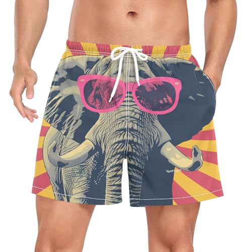 Wzzzsun Mode Popstar Elefant Herren Badeshorts Badehose Männer Boardshorts mit Mesh-Futter für Sporthose Schwimmhose von Wzzzsun