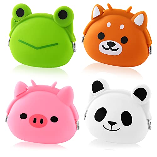 4PC UTLB-X Karikatur-Tiermünzen-Mappen für Kinder, Nette Silikon-Münzen-Geldbörse-wasserdichte Kopfhörer-Beutel-Neuheits-Spielzeug-Geschenke für Kinder von UTLB-X