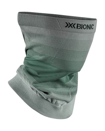 X-Bionic Invent Fx Neckwarmer - Fortschrittliche Wärmeregulierung und Feuchtigkeitsmanagement für Wintersport - 3D Bionic Sphere Technologie für optimalen Komfort - Salbeigrün/Hellgrau/Optikweiß, L/XL von X-Bionic