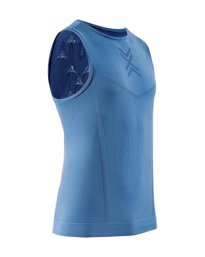 X-Bionic Herren Xceed Run Tank Top – Performance-Lauftop mit HygroDiffuser & VectorSphere Technologie – Thermoregulation & Feuchtigkeitsableitung für höchsten Komfort - Blau/Marine, L von X-Bionic