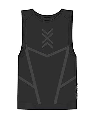 X-Bionic Herren Xceed Run Tank Top – Performance-Lauftop mit HygroDiffuser & VectorSphere Technologie – Thermoregulation & Feuchtigkeitsableitung für höchsten Komfort - Schwarz/Grau, XL von X-Bionic