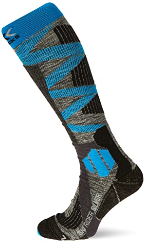 X-Bionic Unisex Ski Rider Silver 4.0 Socken, G239 Stone Grey Melange/Turquoise, 39-41 von X-Bionic