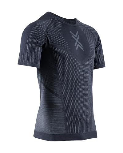 X-Bionic XCEED Run Shirt Short Sleeves für Herren - Hochleistungs-Laufshirt ideal für Training und Jogging - Erweiterte Wärmeregulierung und strapazierfähiges Design - Schwarz/Grau, L von X-Bionic