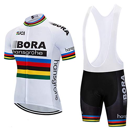 Fahrradtrikot Fahrrad Team Bora Weltmeister 2018 Sommer Bike Shirts Team Biking Bekleidung Fahrrad Strumpfhosen kurze Ärmel Jacke - Weiß - Groß von X-CQREG