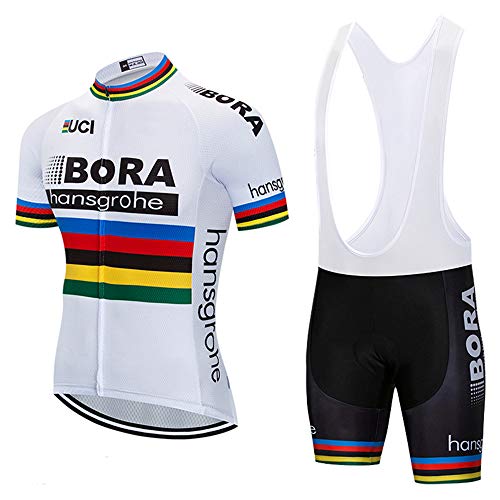 Fahrradtrikot Fahrrad Team Bora Weltmeister 2018 Sommer Bike Shirts Team Biking Bekleidung Fahrrad Strumpfhosen kurze Ärmel Jacke - Weiß - X-Groß von X-CQREG