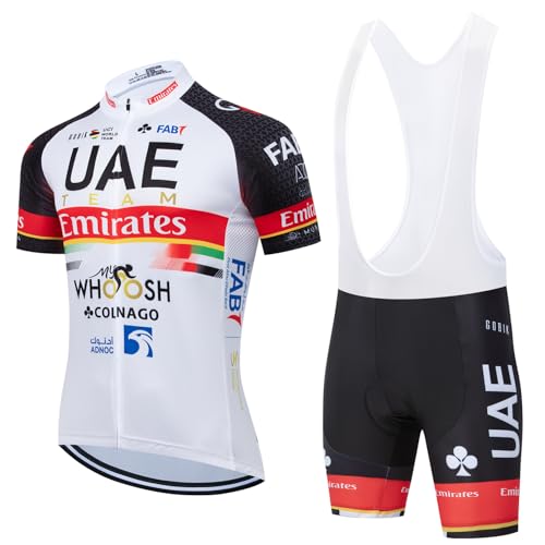 Herren-Radtrikot-Set, Rennradtrikot, Reißverschluss, Tasche, Trägerhose mit 12D-gepolsterter Radbekleidung, weiß 2, Medium von X-CQREG