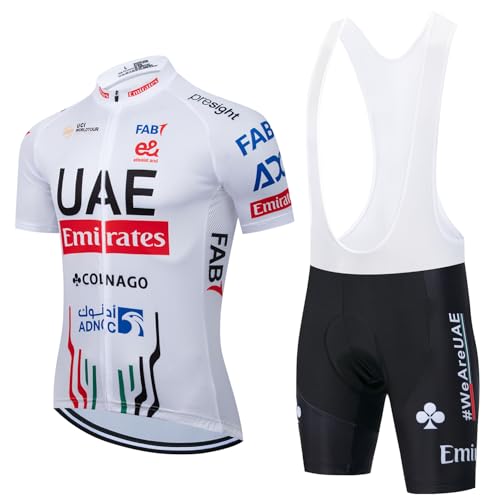 X-CQREG Radtrikot für Herren, Trägerhosen-Set, Sommer, Mountainbike, Fahrrad-Anzug, Anti-UV-Fahrrad-Team, Rennuniform, Kleidung, Weiß (1), Small von X-CQREG
