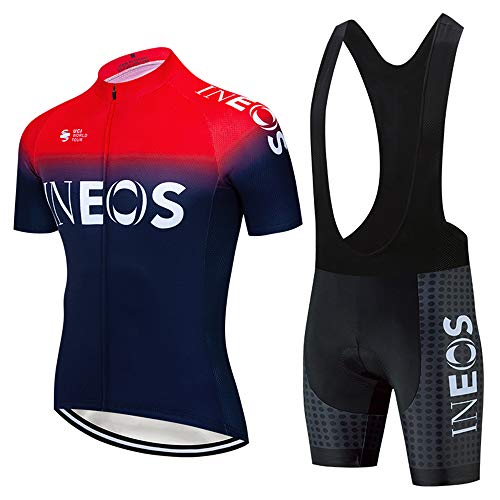 World Champion Team INEOS Radtrikot 12D Gel Pad Bike Shorts Set MTB Ropa Ciclismo Sommer Radfahren Maillot Wear - Rot - Groß von X-CQREG