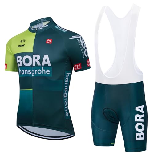 X-CQREG 2024 Team Radtrikot Herren Set Trägerhose Sommer Mountainbike Fahrrad Anzug Anti-UV Team Racing Uniform Kleidung, Grün , XXX-Large von X-CQREG