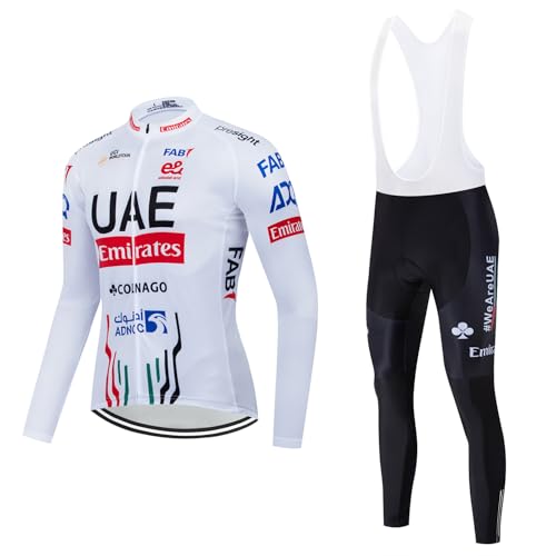 X-CQREG Herren Radbekleidung Set Langarm Radtrikot Reißverschluss Tasche Bike Outfit Radfahren Trägerhose Gel gepolstert, 5, Mittel von X-CQREG