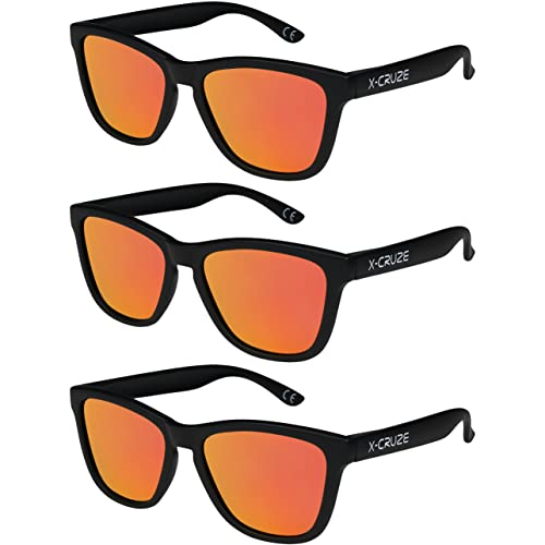 X-CRUZE 3er Pack Nerd Sonnenbrillen polarisierend Vintage Retro Style Stil Unisex Herren Damen Männer Frauen Brille - schwarz matt LW - Set 10 - von X-CRUZE