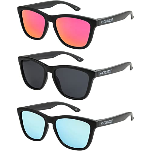 X-CRUZE 3er Pack Nerd Sonnenbrillen polarisierend Vintage Retro Style Stil Unisex Herren Damen Männer Frauen Brille - schwarz matt LW - Set 19 - X-CRUZE 3er Pack Nerd Sonnenbrillen polarisierend Vintage Retro Style Stil Unisex Herren Damen Männer Frauen Brille - schwarz matt LW - Set 19 - von X-CRUZE