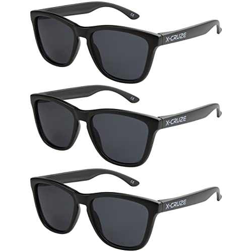 X-CRUZE 3er Pack Nerd Sonnenbrillen polarisierend Vintage Retro Style Stil Unisex Herren Damen Männer Frauen Brille - schwarz matt LW - Set 36 - von X-CRUZE