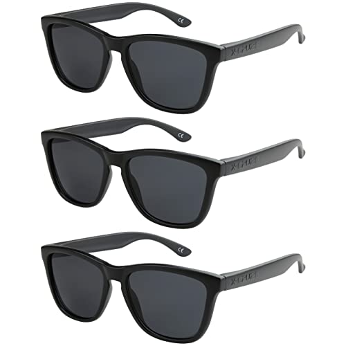 X-CRUZE 3er Pack Nerd Sonnenbrillen polarisierend Vintage Retro Style Stil Unisex Herren Damen Männer Frauen Brille - schwarz matt - Set 35 - von X-CRUZE