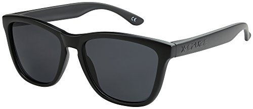 X-CRUZE 9-002 Nerd Sonnenbrillen polarisiert Style Stil Retro Vintage Retro Unisex Herren Damen Männer Frauen Brille - schwarz matt/schwarz von X-CRUZE