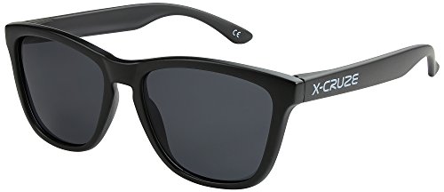 X-CRUZE 9-003 Nerd Sonnenbrillen polarisiert Style Stil Retro Vintage Retro Unisex Herren Damen Männer Frauen Brille - schwarz matt LW/schwarz von X-CRUZE