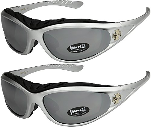 X-CRUZE Choppers 2er Pack 911 Schaumstoff gepolstert Sonnenbrille Brille Motorrad Sport Fahrradbrille Spiegel verspiegelt Herren Damen Herren Damen Unisex - MODUSll 06 + 06 - von X-CRUZE